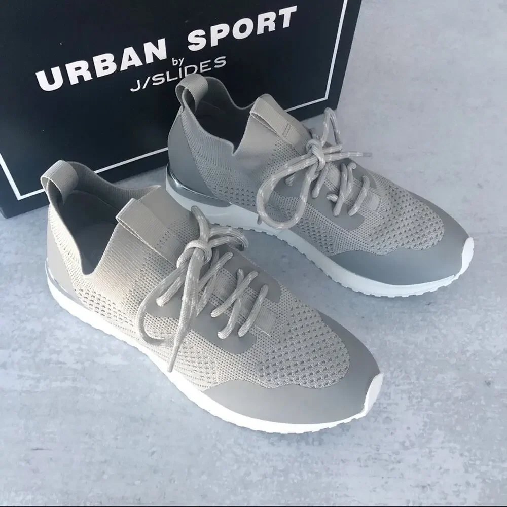 J/Slides Urban Sport Grey Knit Opal Sneakers Size 7 NEW